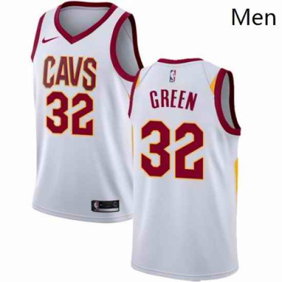 Mens Nike Cleveland Cavaliers 32 Jeff Green Authentic White Home NBA Jersey Association Edition